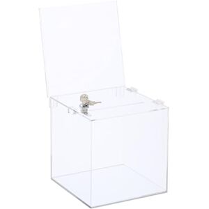 Relaxdays Raffle, Acrylic, Lockable, Sign Holder, hinged lid, HWD: 40.5 x 21 x 25 cm, Donation Box, Transparent Relaxdays Raffle, Acrylic, Lockable, Sign Holder, hinged lid, HWD: 40.5 x 21 x 25 cm, Donation Box, Transparent