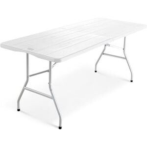 KEPLIN 6ft Folding Table with White Wood Slate Patterned Top, 180x70x74cm – Sturdy Metal Frame, Waterproof, Portable & Easy Assembly – Ideal for Parties, BBQs, Camping (Wood Slate) KEPLIN 6ft Folding Table with White Wood Slate Patterned Top, 180x70x74cm – Sturdy Metal Frame, Waterproof, Portable & Easy Assembly – Ideal for Parties, BBQs, Camping (Wood Slate)