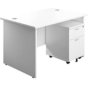 Office Hippo Panel Desk with 2 Mobile Storage Including Filing Drawer, A4, Foolscap, Engineered Wood, White, 120 x 80 x 73 cm Office Hippo Panel Desk with 2 Mobile Storage Including Filing Drawer, A4, Foolscap, Engineered Wood, White, 120 x 80 x 73 cm