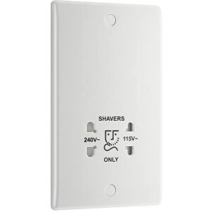 British General BG Electrical Dual Voltage Shaver Plug Socket, Electric Toothbrush Charger Socket for Bathrooms, Round Edge, Nexus 800 Series, White Moulded, 2-Pin, 115V / 240V, 820 British General BG Electrical Dual Voltage Shaver Plug Socket, Electric Toothbrush Charger Socket for Bathrooms, Round Edge, Nexus 800 Series, White Moulded, 2-Pin, 115V / 240V, 820