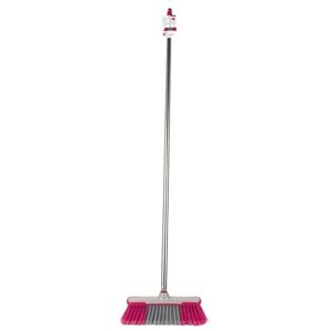Kleeneze KL062437EU Soft Bristle Broom Removes Dirt & Dust, Scratch Free Bristles, Extra Long 1.2 M Handle, Stainless Steel, For Hard Floors, Kitchen/Bathroom Sweeping, Compact Head, Pink/Grey Kleeneze KL062437EU Soft Bristle Broom Removes Dirt & Dust, Scratch Free Bristles, Extra Long 1.2 M Handle, Stainless Steel, For Hard Floors, Kitchen/Bathroom Sweeping, Compact Head, Pink/Grey