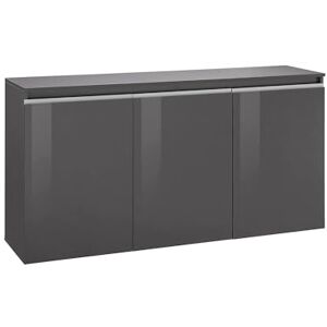 Dmora Sideboard Pino, Kitchen sideboard with 3 doors, Living room buffet, 100% Made in Italy, cm 150x40h81, Glossy Anthracite Dmora Sideboard Pino, Kitchen sideboard with 3 doors, Living room buffet, 100% Made in Italy, cm 150x40h81, Glossy Anthracite