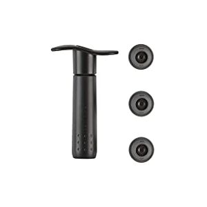 LE CREUSET Plastic Wine Pump with 3 stoppers, WA 137, Matte Black, 49200000008200 LE CREUSET Plastic Wine Pump with 3 stoppers, WA 137, Matte Black, 49200000008200