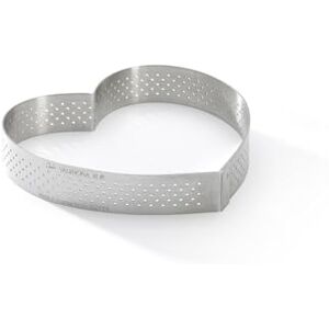 DE BUYER Perforated Tart Ring, Heart, in Stainless Steel, 0.75-Inch High O 4.75-Inch, Silver DE BUYER Perforated Tart Ring, Heart, in Stainless Steel, 0.75-Inch High O 4.75-Inch, Silver
