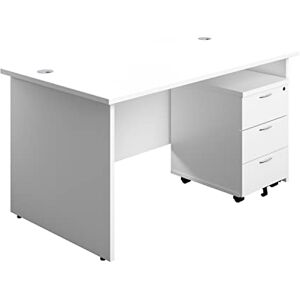 Office Hippo Panel Desk with 2 Mobile Storage Including Filing Drawer, A4, Foolscap, Engineered Wood, White, 140 x 80 x 73 cm Office Hippo Panel Desk with 2 Mobile Storage Including Filing Drawer, A4, Foolscap, Engineered Wood, White, 140 x 80 x 73 cm