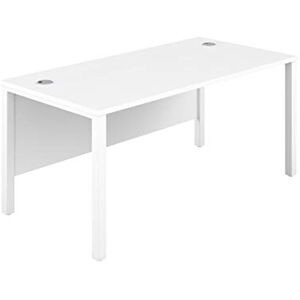 Office Hippo Heavy Duty Rectangular Office Goalpost Desk, Integrated Cable Ports, PC & Home Office Use 140cm x 80cm, MFC White Top, White Legs, 5 Yr WtY Office Hippo Heavy Duty Rectangular Office Goalpost Desk, Integrated Cable Ports, PC & Home Office Use 140cm x 80cm, MFC White Top, White Legs, 5 Yr WtY