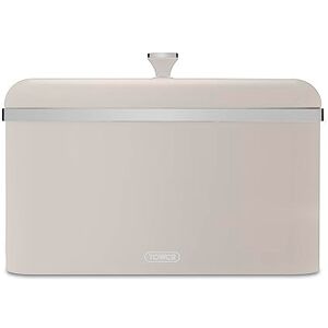 Tower Cavaletto Bread Bin with Removable Lid, Large Capacity, Durable Steel Body, Latte and Chrome Tower Cavaletto Bread Bin with Removable Lid, Large Capacity, Durable Steel Body, Latte and Chrome