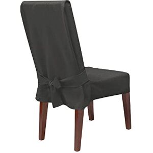Surefit Farmhouse Basketweave One Piece Slipcover with Ties, Dining Room Chair Cover, Relaxed Woven Fit, 100% Cotton, Machine Washable, Charcoal Color Surefit Farmhouse Basketweave One Piece Slipcover with Ties, Dining Room Chair Cover, Relaxed Woven Fit, 100% Cotton, Machine Washable, Charcoal Color