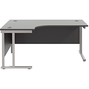 Office Hippo L Shaped Office Desk 160 x 120cm. Large Corner Computer Desk For Home Office With Integrated Cable Ports, Ideal For Work, Study, Gaming And Hobby Workstation (Black/Silver) Office Hippo L Shaped Office Desk 160 x 120cm. Large Corner Computer Desk For Home Office With Integrated Cable Ports, Ideal For Work, Study, Gaming And Hobby Workstation (Black/Silver)
