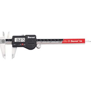 Starrett 798A-6/150 Digital Calliper, Stainless Steel, Battery Powered, Inch/Metric, 0-6" Range, +/-0.001" Accuracy, 0.0005" Resolution, Meets DIN 862 Specifications Starrett 798A-6/150 Digital Calliper, Stainless Steel, Battery Powered, Inch/Metric, 0-6" Range, +/-0.001" Accuracy, 0.0005" Resolution, Meets DIN 862 Specifications
