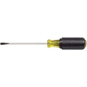 KLEIN TOOLS 601-4 Flathead Screwdriver with 3/16-Inch Cabinet Tip, Made in USA, 4-Inch Round Shank and Cushion Grip Handle KLEIN TOOLS 601-4 Flathead Screwdriver with 3/16-Inch Cabinet Tip, Made in USA, 4-Inch Round Shank and Cushion Grip Handle