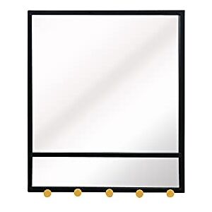 ASPECT Entryway Mirror with Five Hooks,Black ASPECT Entryway Mirror with Five Hooks,Black