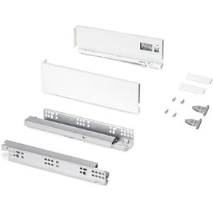 Emuca Drawer kit for Kitchen or Bathroom, Height 178mm, Depth 450mm, 30kg, Soft Closing, Boards not Included, Steel, White Emuca Drawer kit for Kitchen or Bathroom, Height 178mm, Depth 450mm, 30kg, Soft Closing, Boards not Included, Steel, White