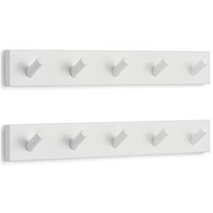 LARHN White Coat Hooks Wall Mounted Coat Rack with 5 Wall Hooks (2-Pack), 43 cm All Fixings Included for Quick & Easy Installation LARHN White Coat Hooks Wall Mounted Coat Rack with 5 Wall Hooks (2-Pack), 43 cm All Fixings Included for Quick & Easy Installation