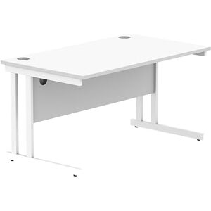 Office Hippo Essentials Rectangular Desks, Home Writing Computer Desk Office Desk For Work Place Or Home, Home Office Desk With Cable Port Management, White Frame, Arctic White, 140cm x 80cm Office Hippo Essentials Rectangular Desks, Home Writing Computer Desk Office Desk For Work Place Or Home, Home Office Desk With Cable Port Management, White Frame, Arctic White, 140cm x 80cm