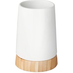 WENKO 17675100 Toothbrush tumbler Bamboo, Ceramic, 8 x 11.6 x 8 cm, White WENKO 17675100 Toothbrush tumbler Bamboo, Ceramic, 8 x 11.6 x 8 cm, White