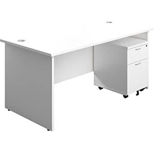 Office Hippo Panel Desk with 2 Mobile Storage Including Filing Drawer, A4, Foolscap, Engineered Wood, White, 180 x 80 x 73 cm Office Hippo Panel Desk with 2 Mobile Storage Including Filing Drawer, A4, Foolscap, Engineered Wood, White, 180 x 80 x 73 cm