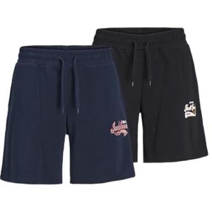 JACK & JONES Men's Jpstlogo Sweat Shorts 2 Col GMS 2pk MP, Navy Blazer/Pack: Black, L JACK & JONES Men's Jpstlogo Sweat Shorts 2 Col GMS 2pk MP, Navy Blazer/Pack: Black, L