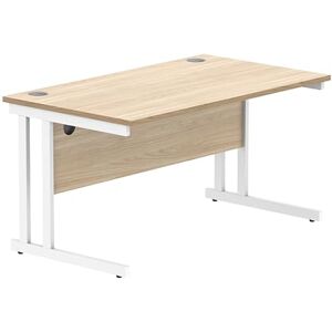 Office Hippo Essentials Rectangular Writing Computer Work Place, Home Office Desk with Cable Port Management, Wood, Canadian Oak, 140x80cm Office Hippo Essentials Rectangular Writing Computer Work Place, Home Office Desk with Cable Port Management, Wood, Canadian Oak, 140x80cm