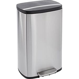 Amazon Basics Rectangular Soft-Close Rubbish Bin with Plastic Lid, 50 Litres, Satin Nickel Amazon Basics Rectangular Soft-Close Rubbish Bin with Plastic Lid, 50 Litres, Satin Nickel