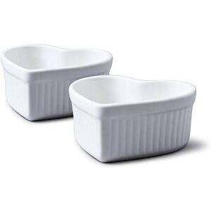 WM Bartleet & Sons 1750 TSET36 Set of 2 Traditional Porcelain Heart Ramekins 9x9x4cm– White WM Bartleet & Sons 1750 TSET36 Set of 2 Traditional Porcelain Heart Ramekins 9x9x4cm– White