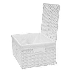 ARPAN White Paper Rope Woven Storage Xmas Hamper Basket Box With White Cloth Lining (Small -W28xD20xH11cm) ARPAN White Paper Rope Woven Storage Xmas Hamper Basket Box With White Cloth Lining (Small -W28xD20xH11cm)
