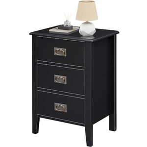 VECELO Bedside Table Modern Nightstands End/Side Cabinet Wooden with 3 Drawers, Metal Knobs and Sturdy Structure for Bedroom/Living Room, Black, 40×30×60cm VECELO Bedside Table Modern Nightstands End/Side Cabinet Wooden with 3 Drawers, Metal Knobs and Sturdy Structure for Bedroom/Living Room, Black, 40×30×60cm