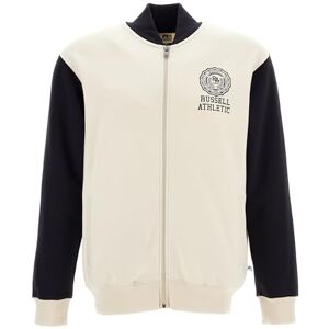 Russell Athletic Mens Bomber Varsity Jacket, White Sand, XXL EU Russell Athletic Mens Bomber Varsity Jacket, White Sand, XXL EU