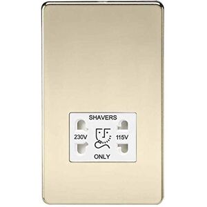 Knightsbridge Screwless Dual Voltage Shaver Socket in Polished Brass with White Insert Knightsbridge Screwless Dual Voltage Shaver Socket in Polished Brass with White Insert