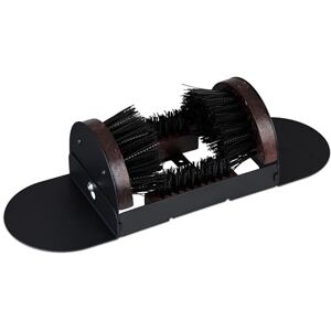 Relaxdays shoe scraper with all-round brushes, outdoor doormat, sturdy bristles, floor mounting, black/brown, Plastic, Iron, Wood, 12 x 46.5 x 15.5 cm Relaxdays shoe scraper with all-round brushes, outdoor doormat, sturdy bristles, floor mounting, black/brown, Plastic, Iron, Wood, 12 x 46.5 x 15.5 cm