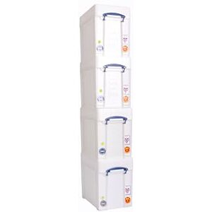 Really Useful Box Plastic Storage 19 Litre White Strong With XL Lid (Pack Of 4) Really Useful Box Plastic Storage 19 Litre White Strong With XL Lid (Pack Of 4)