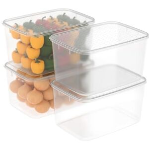 Cetomo 7L*4 Food Storage Container, Fridge Organizer with Lid, Plastic Refrigerator Organizers for Pantry and Fruits, BPA free, Freezer Safe, Microwave Safe, Durable, Food Grade, Clear, 7L-4 Pack Cetomo 7L*4 Food Storage Container, Fridge Organizer with Lid, Plastic Refrigerator Organizers for Pantry and Fruits, BPA free, Freezer Safe, Microwave Safe, Durable, Food Grade, Clear, 7L-4 Pack