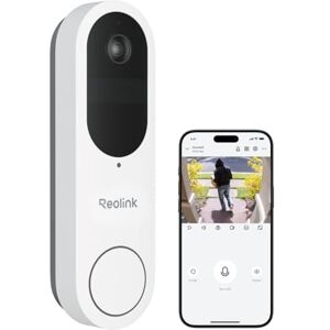 Reolink 2K Battery Doorbell Camera Wireless, Video Doorbell Camera, 1:1 Head-to-Toe View, Live Video Call, Package Recognition, 2.4/5GHz Wi-Fi, No Monthly Fee For Local Storage, White Reolink 2K Battery Doorbell Camera Wireless, Video Doorbell Camera, 1:1 Head-to-Toe View, Live Video Call, Package Recognition, 2.4/5GHz Wi-Fi, No Monthly Fee For Local Storage, White
