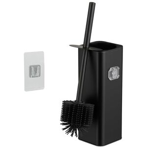 Relaxdays , wall-mounted, adhesive, HxWxD: 36.5 x 9.5 x 10.5 cm, hygienic toilet brush with holder, black, Plastic, Stainless steel Relaxdays , wall-mounted, adhesive, HxWxD: 36.5 x 9.5 x 10.5 cm, hygienic toilet brush with holder, black, Plastic, Stainless steel