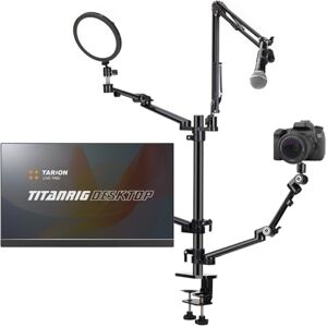 TARION 4-in-1 Overhead Camera Desk Mount Stand: Adjustable with 1 Mic Boom + 3 Articulating Arms for Ring Light/Monitor/Laptop Desktop Live Stream Stand TitanRig TARION 4-in-1 Overhead Camera Desk Mount Stand: Adjustable with 1 Mic Boom + 3 Articulating Arms for Ring Light/Monitor/Laptop Desktop Live Stream Stand TitanRig