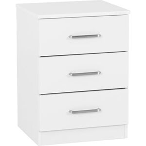 Seconique Dakota 3 Drawer Bedside in White Seconique Dakota 3 Drawer Bedside in White