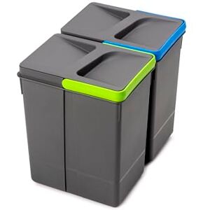 Emuca , waste sorting cut-out base, set of 2 bins height 266mm with 7 litres capacity, Grey, H 266 mm (2x7L) Emuca , waste sorting cut-out base, set of 2 bins height 266mm with 7 litres capacity, Grey, H 266 mm (2x7L)