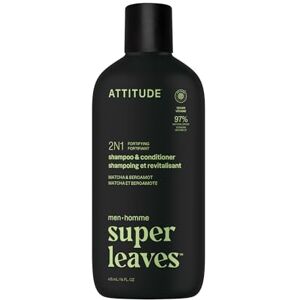 ATTITUDE Men's Shampoo and Conditioner 2-in-1, Fortifying For Fragile Hair, With Caffeine and Green Tea, 97% Natural Origin Ingredients, EWG Verified, Matcha & Bergamot, 415 mL ATTITUDE Men's Shampoo and Conditioner 2-in-1, Fortifying For Fragile Hair, With Caffeine and Green Tea, 97% Natural Origin Ingredients, EWG Verified, Matcha & Bergamot, 415 mL