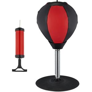 Relaxdays Tabletop Punching Ball, Desktop Office Boxing Stand, Mini Bag, Anti Frustration, for Stress Relief, Red/Black, Steel, Plastic, 35.5 x 18 cm Relaxdays Tabletop Punching Ball, Desktop Office Boxing Stand, Mini Bag, Anti Frustration, for Stress Relief, Red/Black, Steel, Plastic, 35.5 x 18 cm