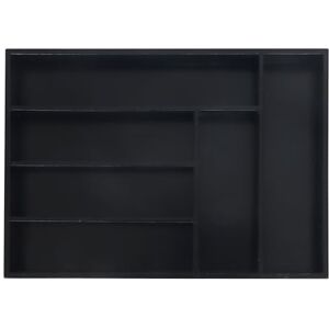 Relaxdays Cutlery Drawer Organiser, 6-Compartment Bamboo Tray for Kitchen Utensils, HxWxD: 5 x 35.5 x 25.5 cm, Black, Fibreboard Relaxdays Cutlery Drawer Organiser, 6-Compartment Bamboo Tray for Kitchen Utensils, HxWxD: 5 x 35.5 x 25.5 cm, Black, Fibreboard