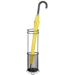 Relaxdays Umbrella Stand, 52.5 x 16 x 16 cm, Metal, Round, Brolly Drying Holder, Modern Design, Hallway Storage, Black, Steel Relaxdays Umbrella Stand, 52.5 x 16 x 16 cm, Metal, Round, Brolly Drying Holder, Modern Design, Hallway Storage, Black, Steel