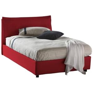 Dmora Talamo Italia Square and a half bed Gloria, Container bed with fabric covering, 100% Made in Italy, Front opening, suitable for mattress Cm 120x190, Red Dmora Talamo Italia Square and a half bed Gloria, Container bed with fabric covering, 100% Made in Italy, Front opening, suitable for mattress Cm 120x190, Red