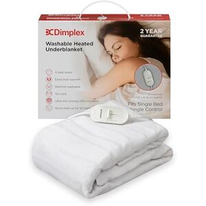 Dimplex DXUBS Heated Under Blanket Single, Machine Washable Electric Blanket with Extra Foot Warmth, Cosy 100% Polyester Finish, Energy Efficient Low Cost Warmth (White) Dimplex DXUBS Heated Under Blanket Single, Machine Washable Electric Blanket with Extra Foot Warmth, Cosy 100% Polyester Finish, Energy Efficient Low Cost Warmth (White)