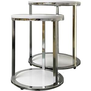 ASPECT Terni Set Of 2 Tables, Glossy White Wooden Tops and Base ASPECT Terni Set Of 2 Tables, Glossy White Wooden Tops and Base