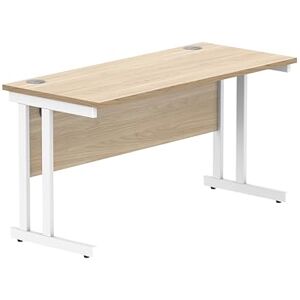 Office Hippo Essentials Rectangular Writing Computer Work Place, Home Office Desk with Cable Port Management, Wood, Canadian Oak, 140x60cm Office Hippo Essentials Rectangular Writing Computer Work Place, Home Office Desk with Cable Port Management, Wood, Canadian Oak, 140x60cm