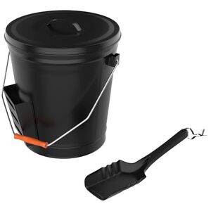 Home-Complete Black Ash Bucket with Lid and Shovel For Fireplace Great Wood Stove Ashes Accessories Home-Complete Black Ash Bucket with Lid and Shovel For Fireplace Great Wood Stove Ashes Accessories