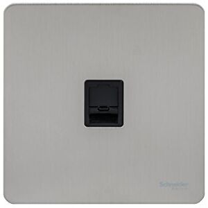 Schneider Electric Ultimate Screwless Flat Plate Single Data Socket, RJ45, GU7471BSS, Stainless Steel with Black Insert Schneider Electric Ultimate Screwless Flat Plate Single Data Socket, RJ45, GU7471BSS, Stainless Steel with Black Insert
