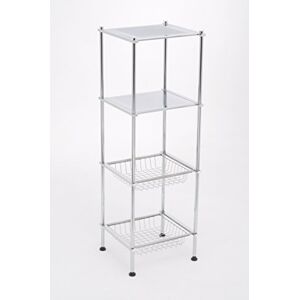 ASPECT Bathroom/Kitchen Storage-Leo 4-Tier K/D RECT Rack-Chrome Finish, 33x31x101(H) cm ASPECT Bathroom/Kitchen Storage-Leo 4-Tier K/D RECT Rack-Chrome Finish, 33x31x101(H) cm