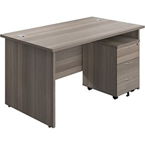 Office Hippo Panel Desk with 2 Mobile Storage Including Filing Drawer, A4, Foolscap, Engineered Wood, Grey Oak, 140 x 80 x 73 cm Office Hippo Panel Desk with 2 Mobile Storage Including Filing Drawer, A4, Foolscap, Engineered Wood, Grey Oak, 140 x 80 x 73 cm