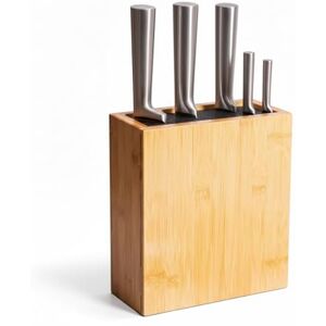 Relaxdays knife block, empty, bamboo, bristle insert, HxWxD: 26x 23 x 11.5 cm, knife storage, natural/black Relaxdays knife block, empty, bamboo, bristle insert, HxWxD: 26x 23 x 11.5 cm, knife storage, natural/black